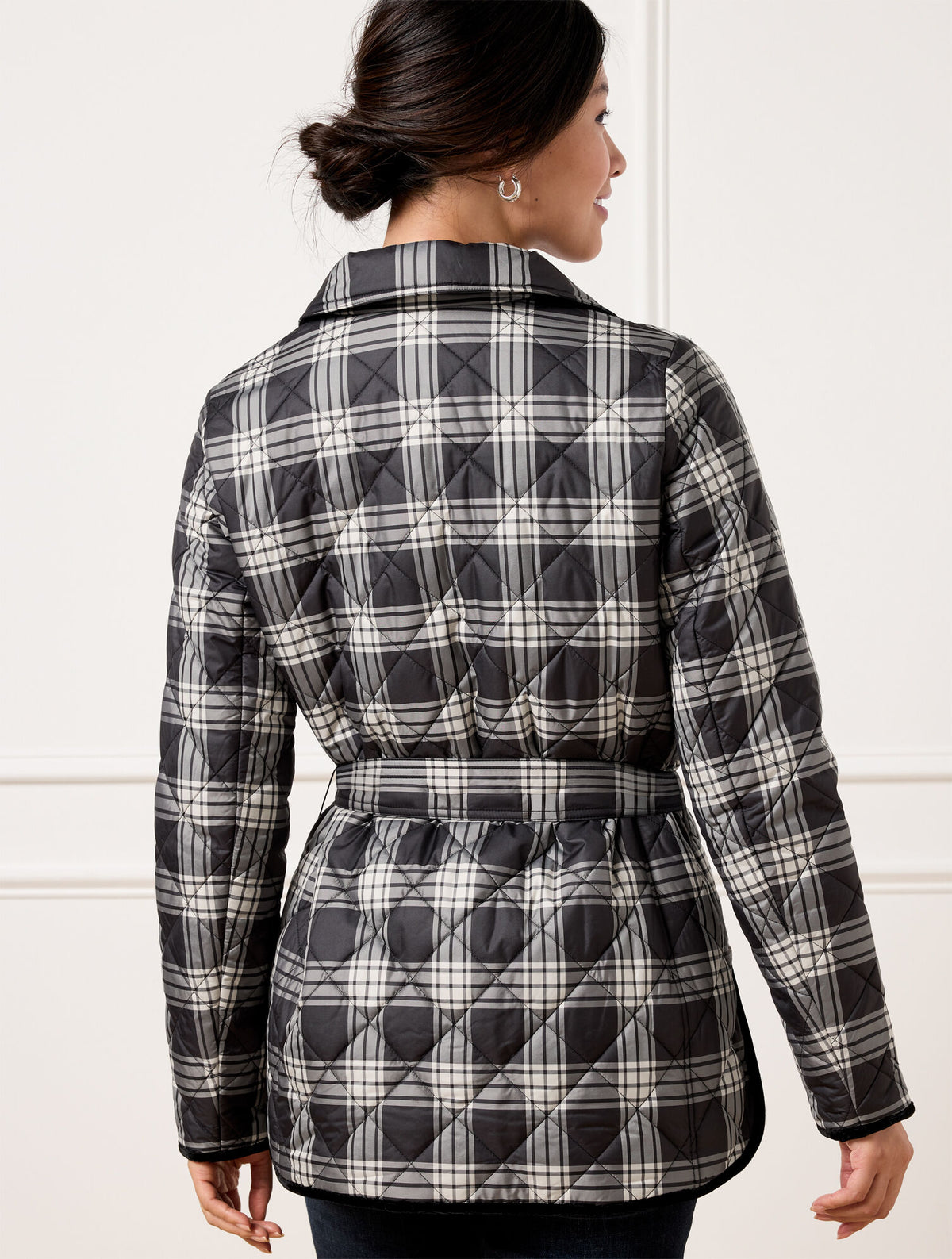 Talbots TIE WAIST QUILTED SHIRT JACKET - TRADITIONAL PLAID