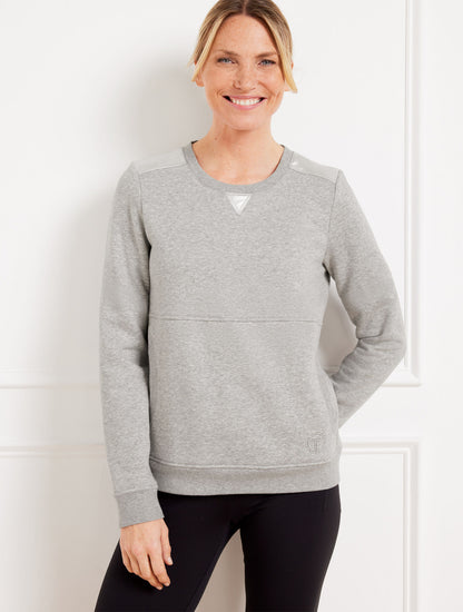 Talbots COTTON FRENCH TERRY CREWNECK PULLOVER - METALLIC FOIL