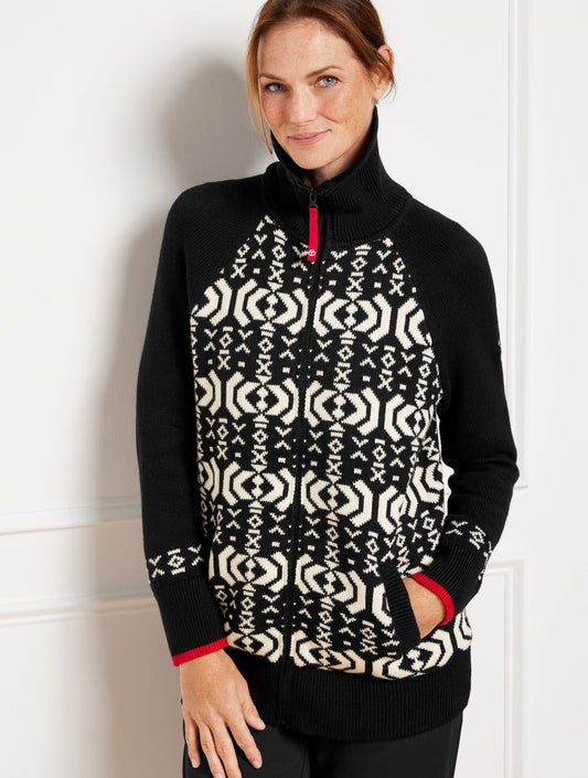 Talbots ZIP FRONT COATIGAN - WINTERY GEO