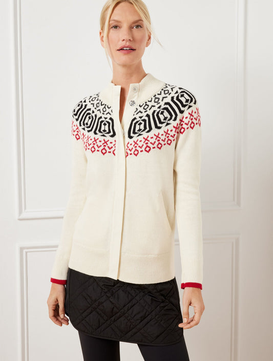Talbots SNAP FRONT SWEATER JACKET - WINTERY GEO