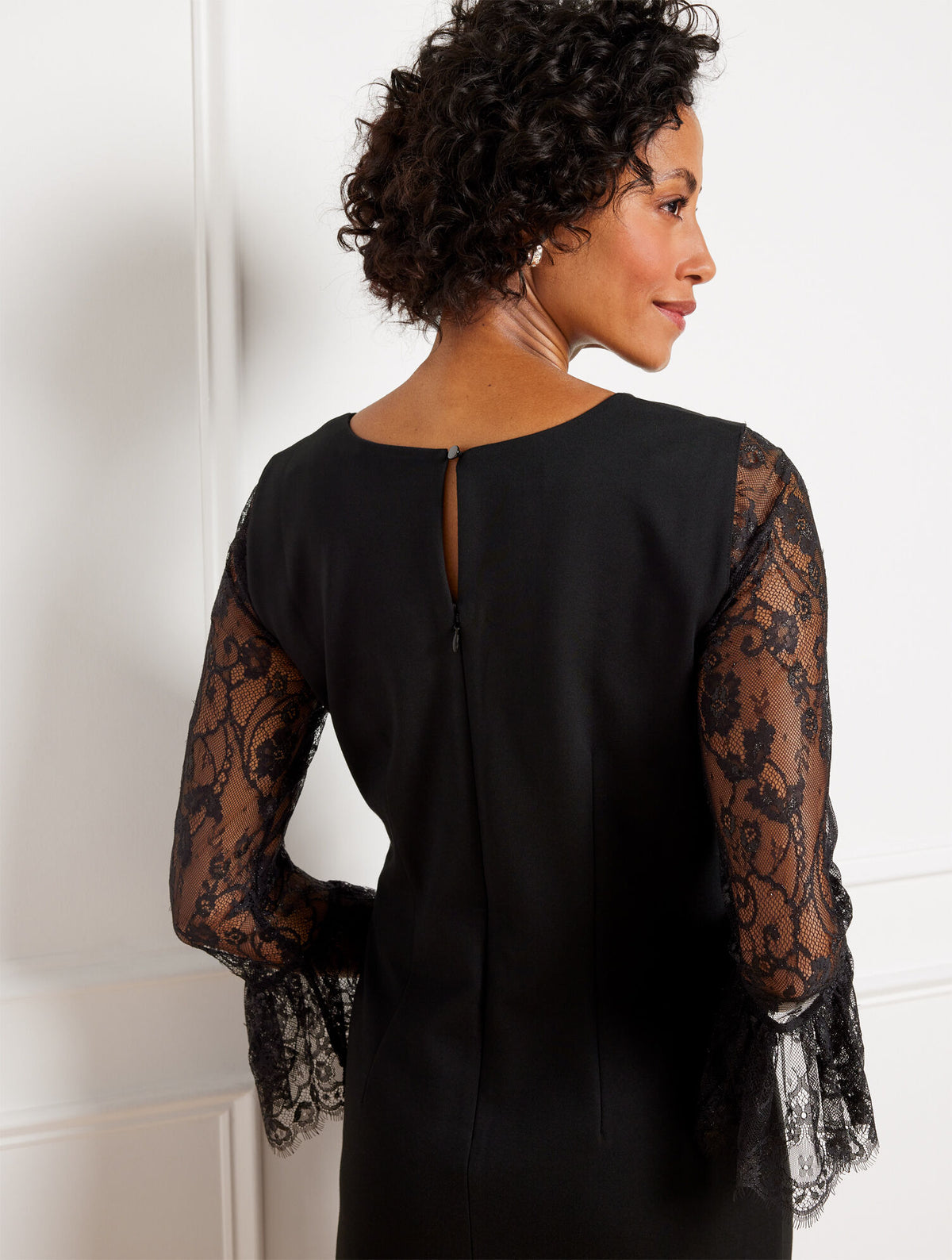 Talbots PONTE LACE SLEEVE A-LINE DRESS