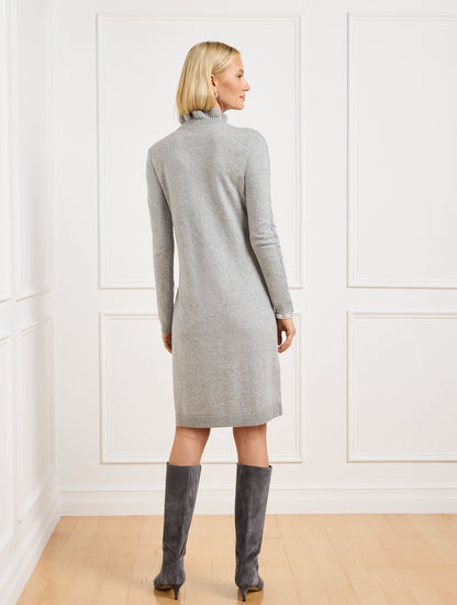 Talbots RUFFLE NECK CABLE KNIT SWEATER DRESS