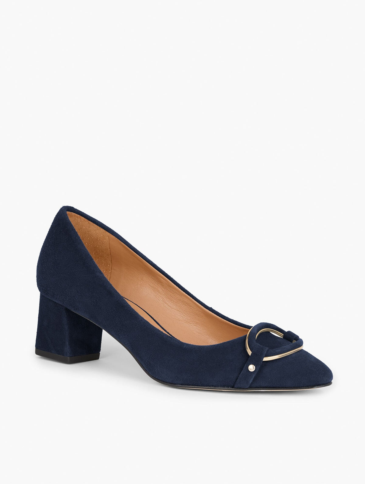 Talbots KAYLA BUCKLE BLOCK HEEL SUEDE PUMPS