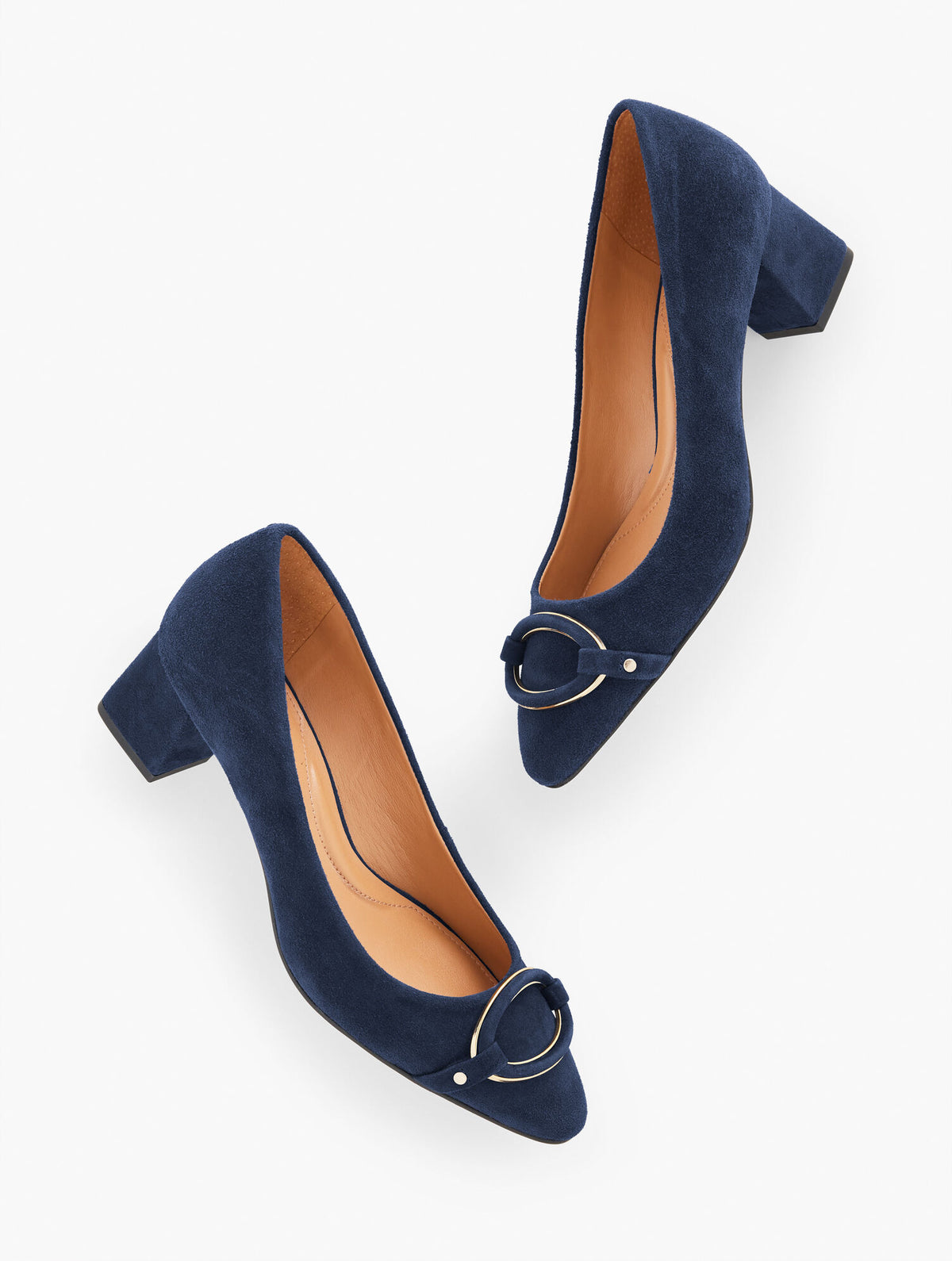 Talbots KAYLA BUCKLE BLOCK HEEL SUEDE PUMPS