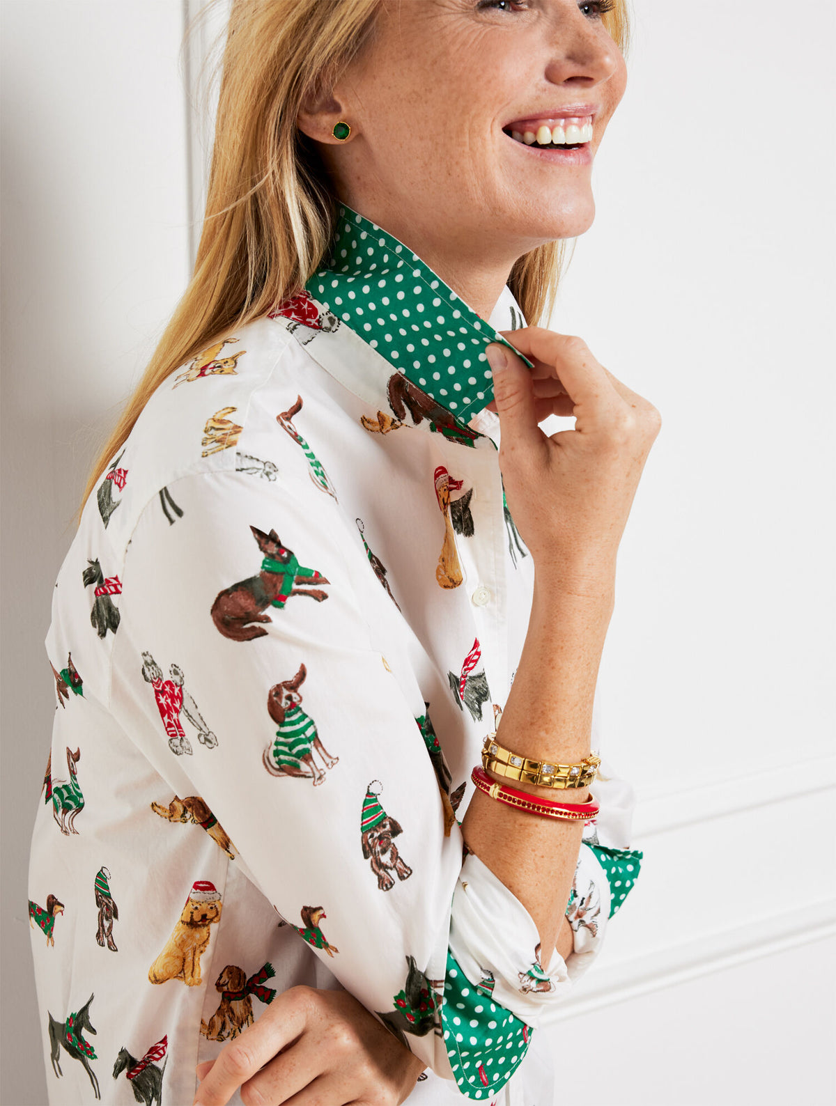 Talbots MODERN CLASSIC SHIRT - DOGS OF CHRISTMAS