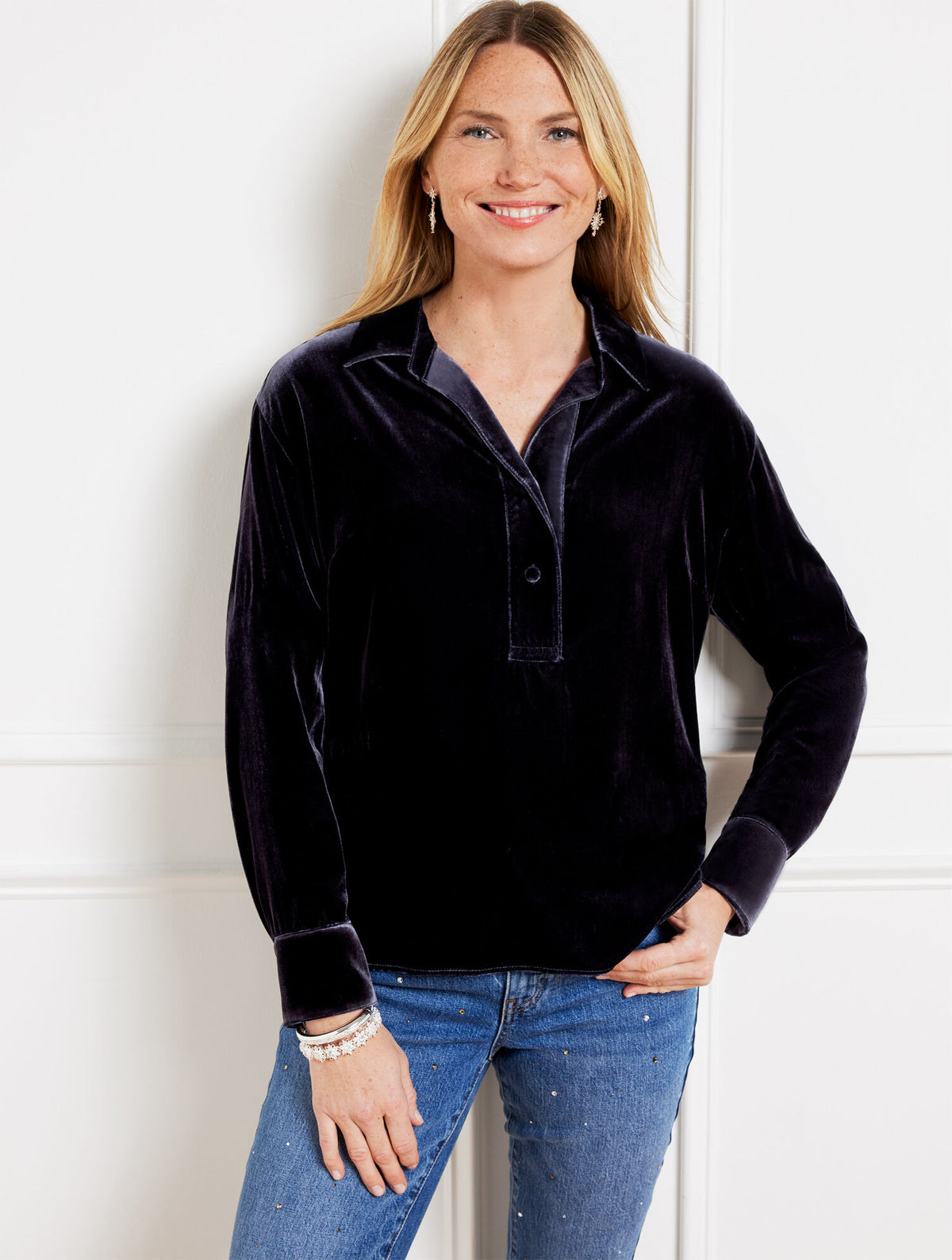 Talbots EFFORTLESS VELVET SHORT POPOVER SHIRT