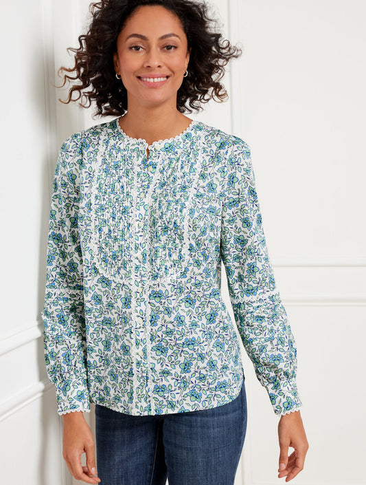 Talbots SCALLOP LACE TRIM TOP - BLOOMING DAFFODILS