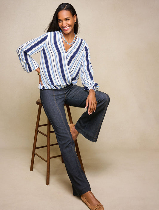 Talbots HAPPY STRIPE WRAP TOP