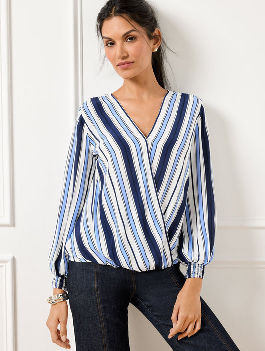 Talbots HAPPY STRIPE WRAP TOP