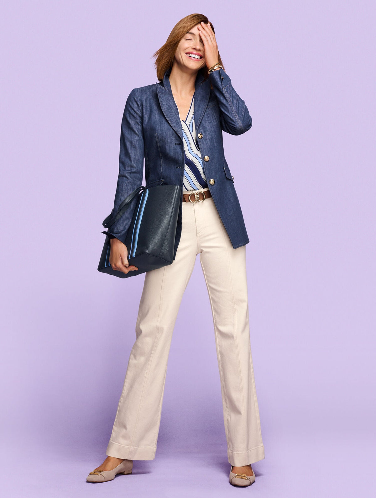 Talbots HAPPY STRIPE WRAP TOP