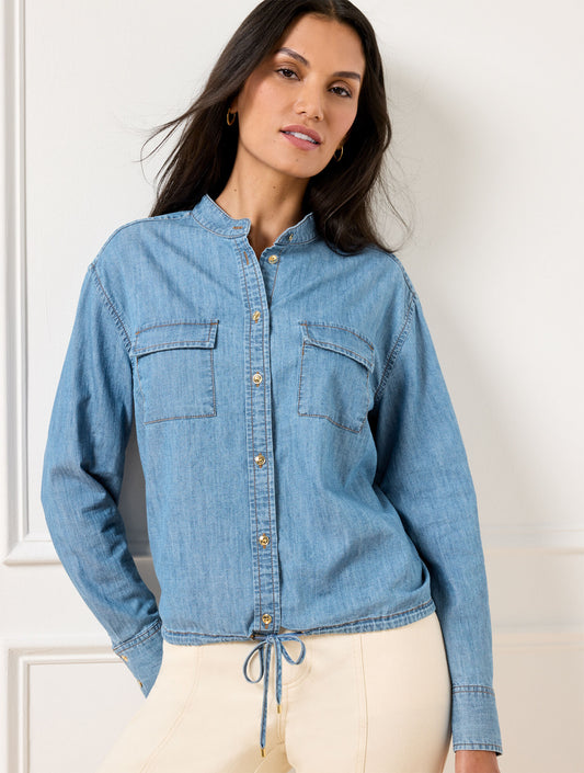 Talbots TIE FRONT DENIM TOP