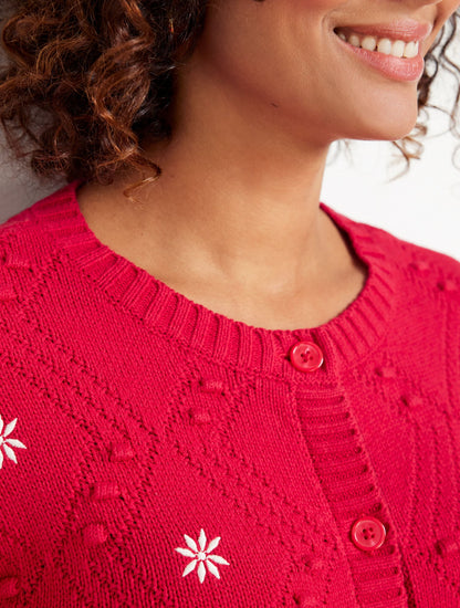 Talbots EMBROIDERED BOBBLE CARDIGAN