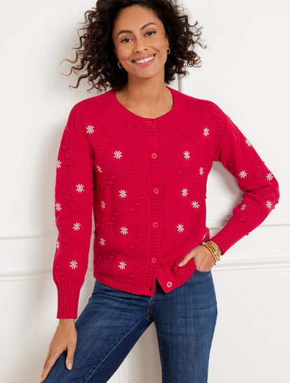 Talbots EMBROIDERED BOBBLE CARDIGAN