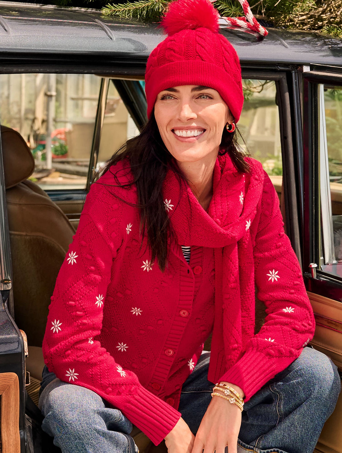Talbots EMBROIDERED BOBBLE CARDIGAN