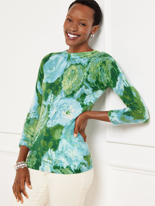 Talbots AUDREY CASHMERE SWEATER - ABSTRACT FLORAL