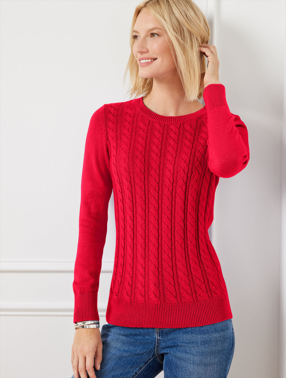 Talbots SOFT CABLE KNIT CREWNECK SWEATER