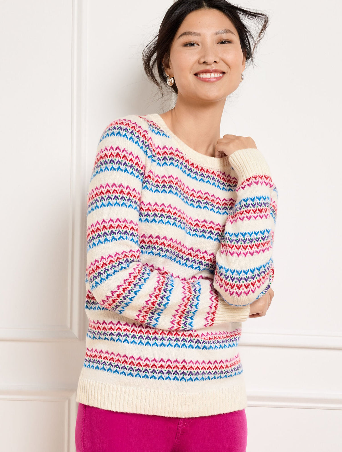 Talbots CREWNECK SWEATER - WAVE JACQUARD