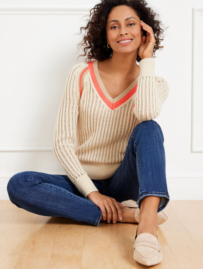 Talbots TIPPED V-NECK SWEATER