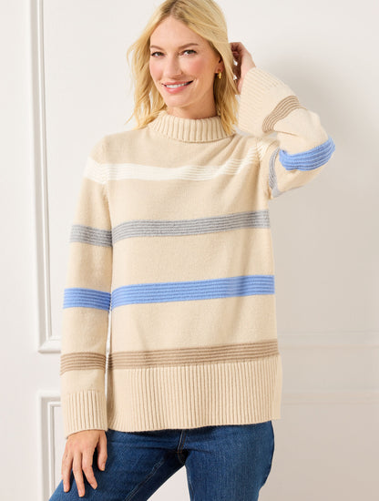 Talbots FUNNEL NECK MULTI STRIPE SWEATER