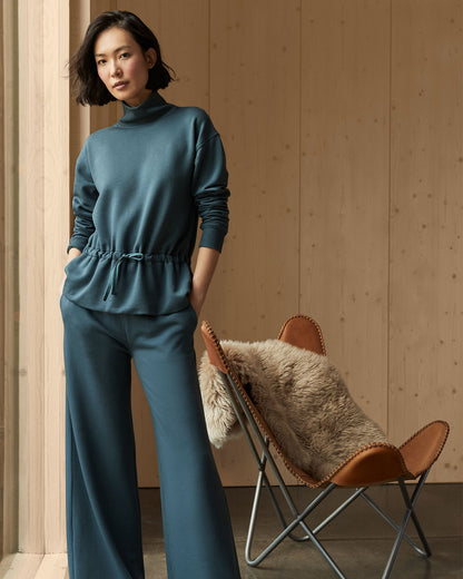 Talbots FLEECE DRAWSTRING-WAIST MOCKNECK TOP