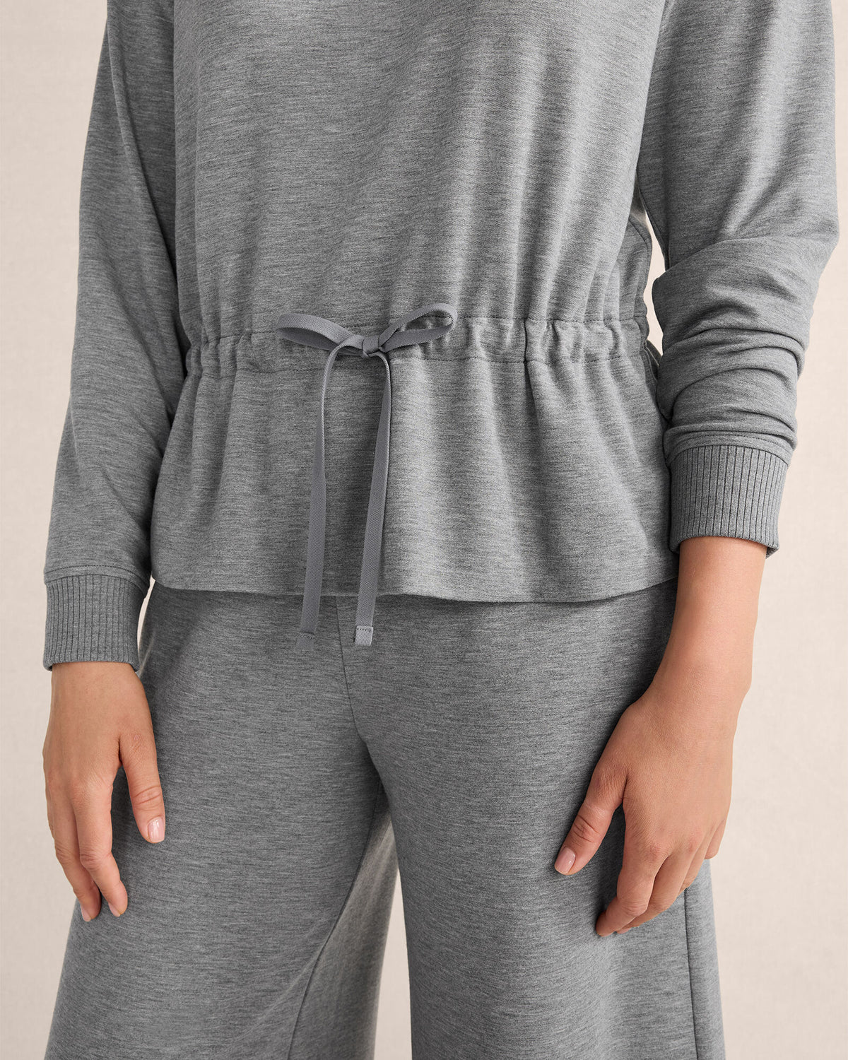 Talbots FLEECE DRAWSTRING-WAIST MOCKNECK TOP