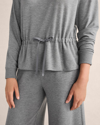 Talbots FLEECE DRAWSTRING-WAIST MOCKNECK TOP