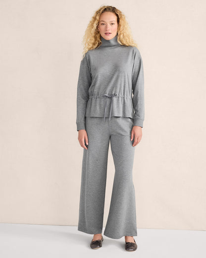 Talbots FLEECE DRAWSTRING-WAIST MOCKNECK TOP