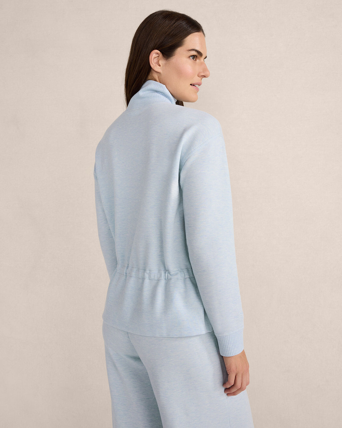 Talbots FLEECE DRAWSTRING-WAIST MOCKNECK TOP