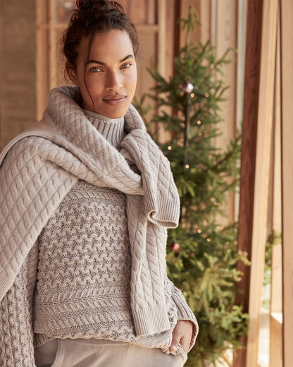 Talbots ORGANIC COTTON CABLE KNIT FUNNEL NECK SWEATER
