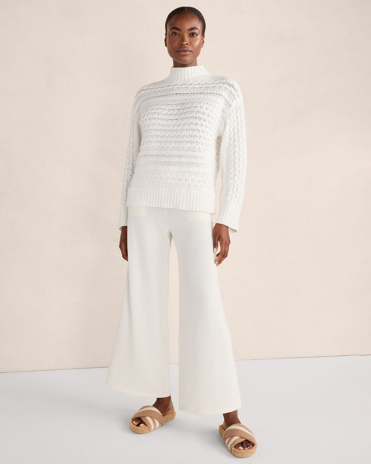 Talbots ORGANIC COTTON CABLE KNIT FUNNEL NECK SWEATER