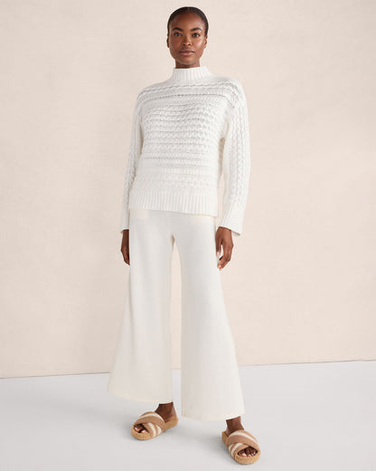 Talbots ORGANIC COTTON CABLE KNIT FUNNEL NECK SWEATER