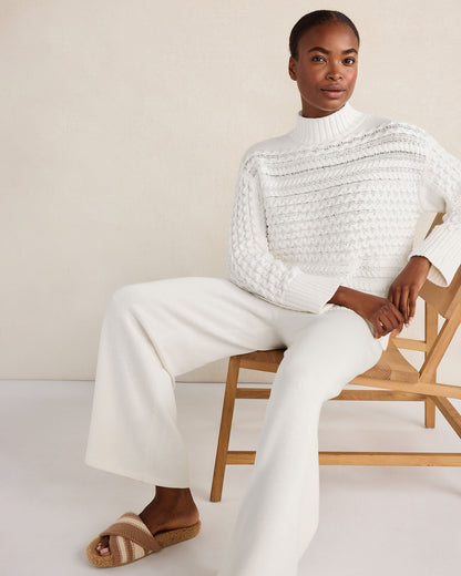 Talbots ORGANIC COTTON CABLE KNIT FUNNEL NECK SWEATER