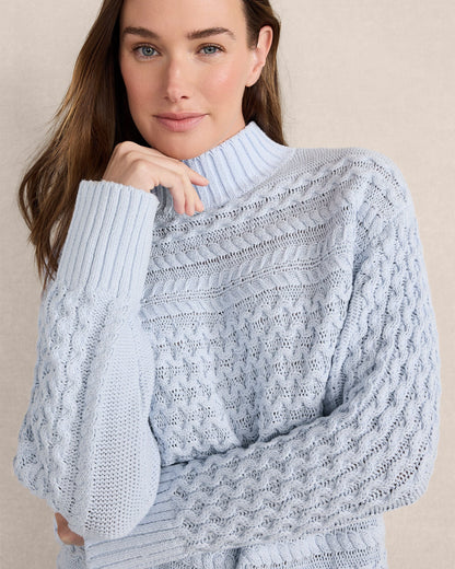 Talbots ORGANIC COTTON CABLE KNIT FUNNEL NECK SWEATER
