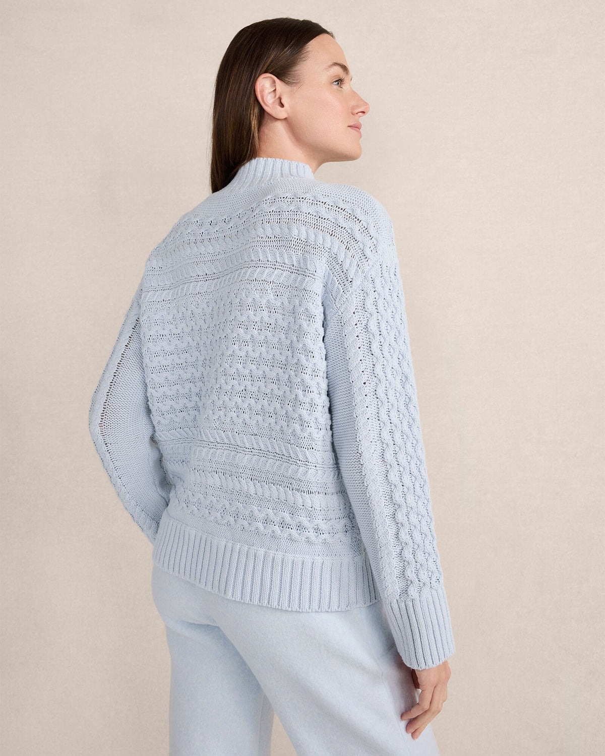 Talbots ORGANIC COTTON CABLE KNIT FUNNEL NECK SWEATER