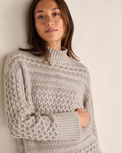 Talbots ORGANIC COTTON CABLE KNIT FUNNEL NECK SWEATER