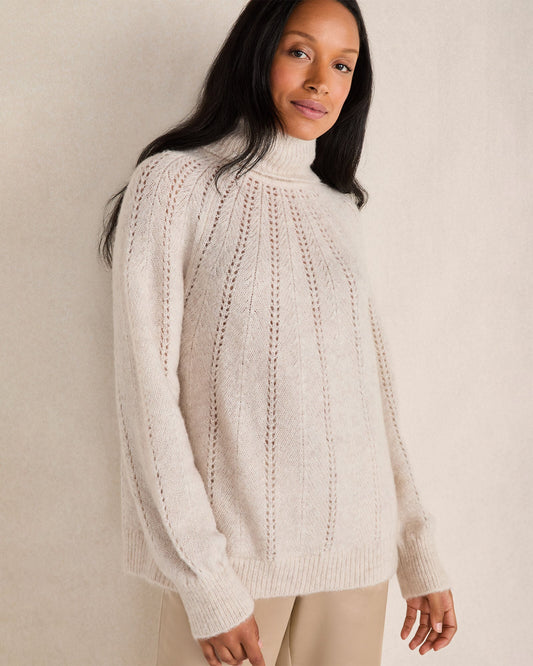 Talbots LOFTY KNIT POINTELLE TURTLENECK SWEATER