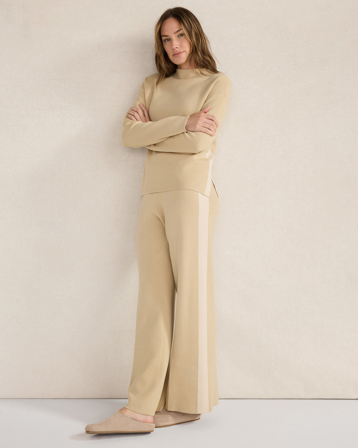 Talbots TUXEDO STRIPE FUNNEL NECK PULLOVER