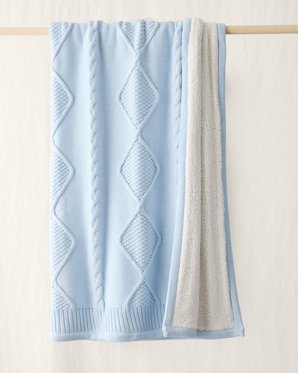 Talbots COTTON CABLE/FAUX FUR THROW