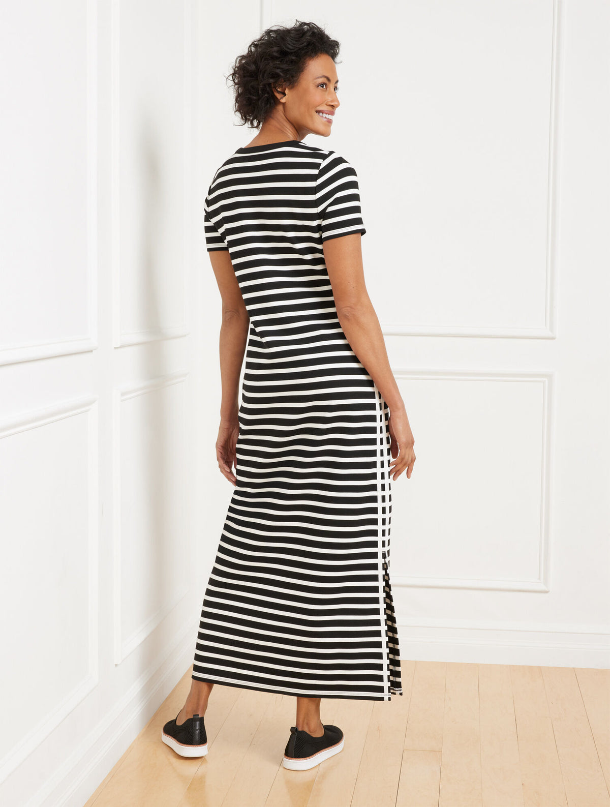 Talbots EFFORTLESS ULTRAKNIT SHORT SLEEVE MAXI DRESS - CROCUS STRIPE
