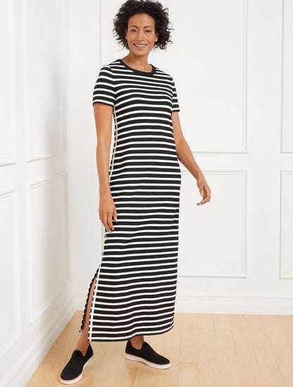 Talbots EFFORTLESS ULTRAKNIT SHORT SLEEVE MAXI DRESS - CROCUS STRIPE