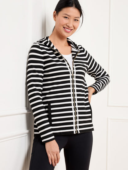 Talbots EFFORTLESS ULTRAKNIT FULL-ZIP HOODIE - CROCUS STRIPE