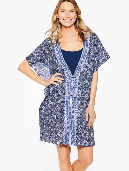 Talbots AQUA CLUB EMBROIDERED CAFTAN COVER-UP - IBIZA TILE