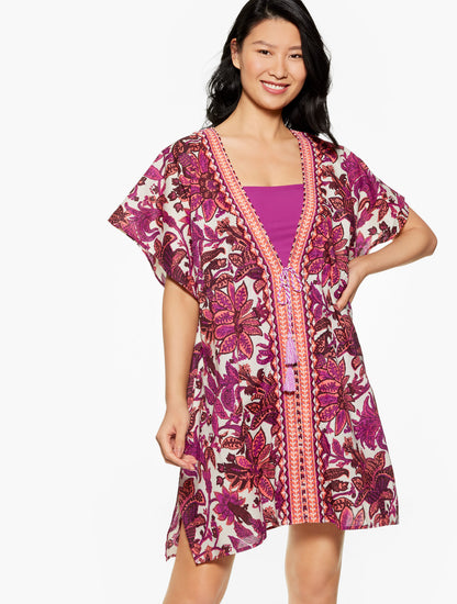 Talbots AQUA CLUB EMBROIDERED CAFTAN COVER-UP - BALI BLOOMS