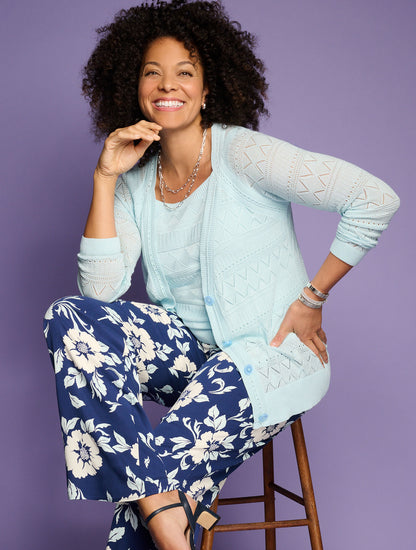 Talbots WIDE LEG PULL-ON PANTS - DELIGHTFUL FLOWERS