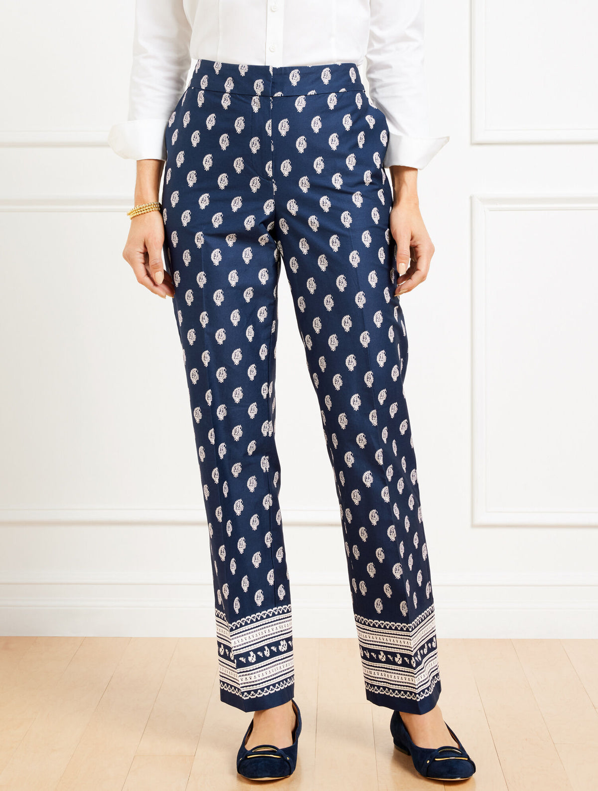 Talbots STRAIGHT LEG TWILL PANTS - SERENE PAISLEY