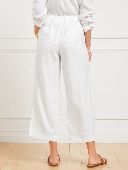 Talbots WIDE CROP PULL-ON WASHED LINEN PANTS