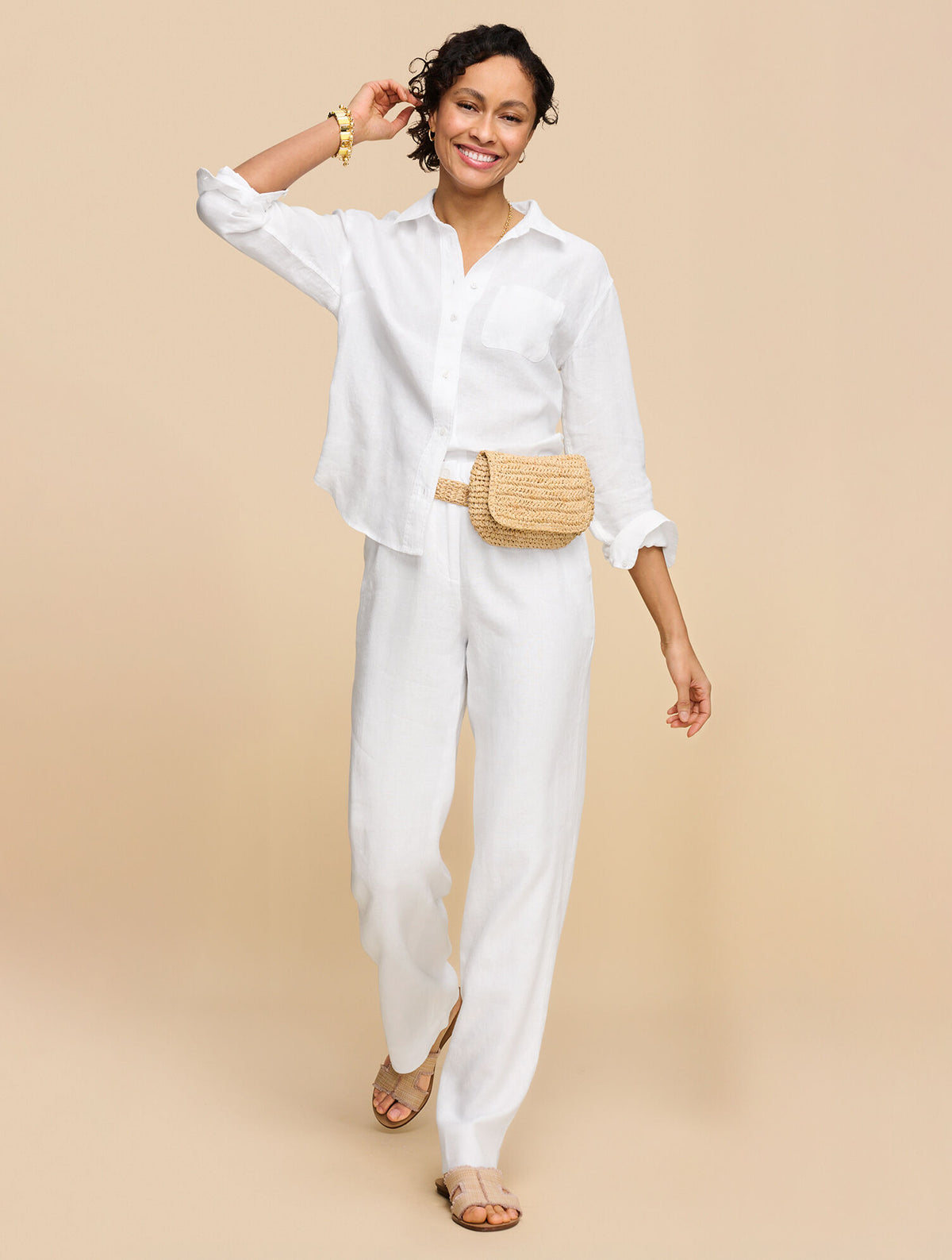 Talbots WIDE LEG WASHED LINEN PANTS