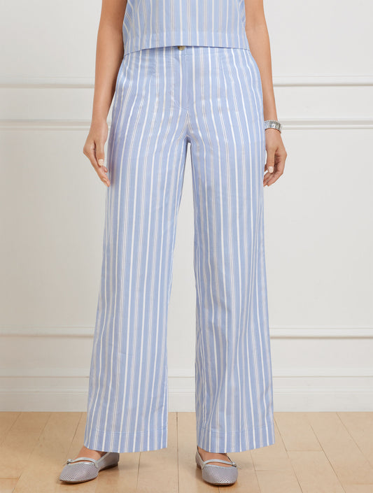 Talbots WIDE ANKLE FRESH POPLIN PANTS - DEWDROP STRIPE