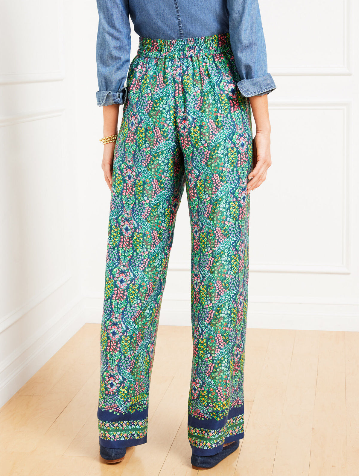 Talbots WIDE LEG PULL-ON PANTS - BRANCHING FLORAL