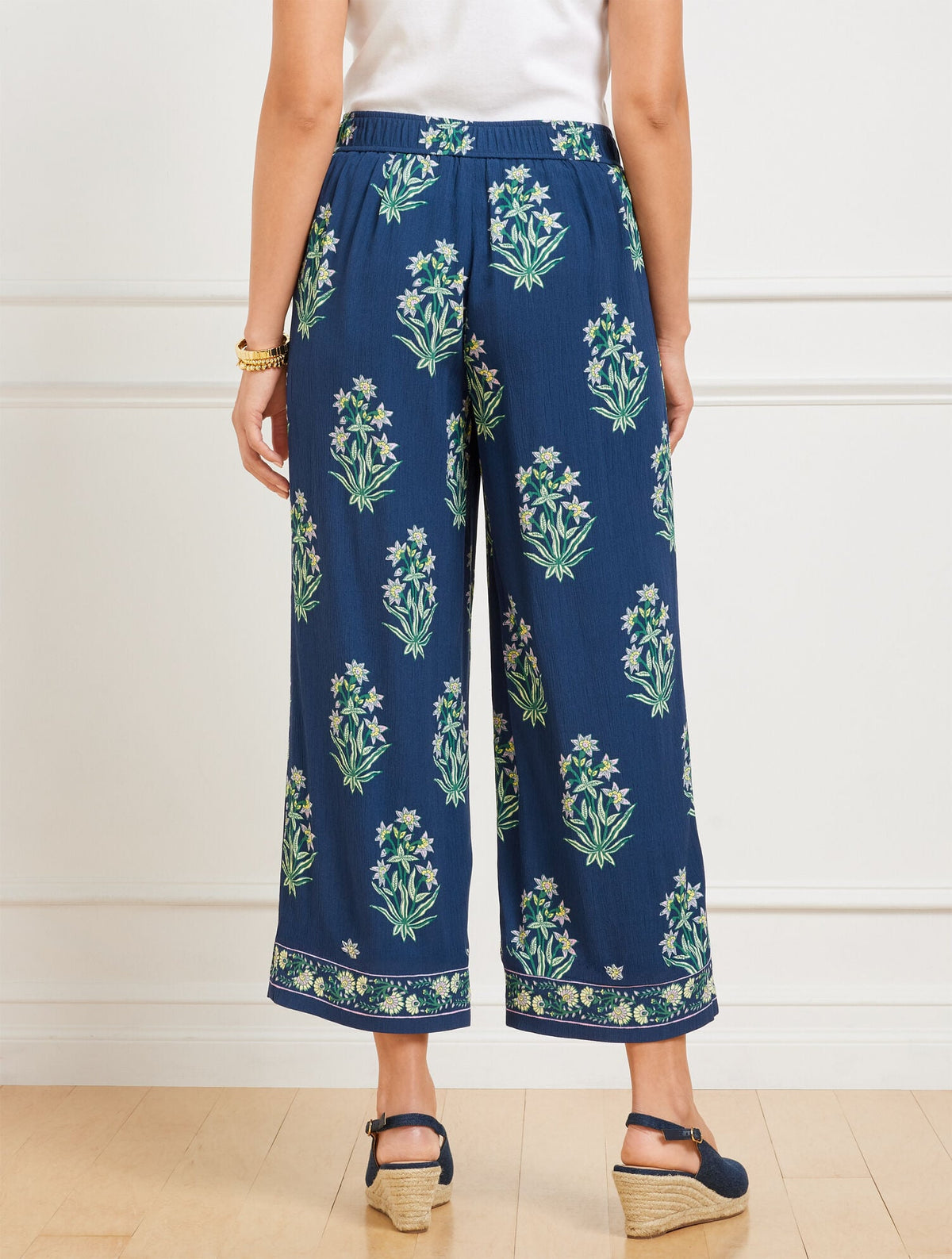 Talbots WIDE CROP PULL-ON PANTS - LEAFY FLORAL